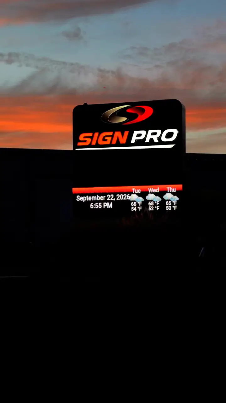 Sign Pro’s digital message sign against a sunset sky